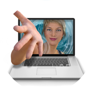 PCを操作する女性